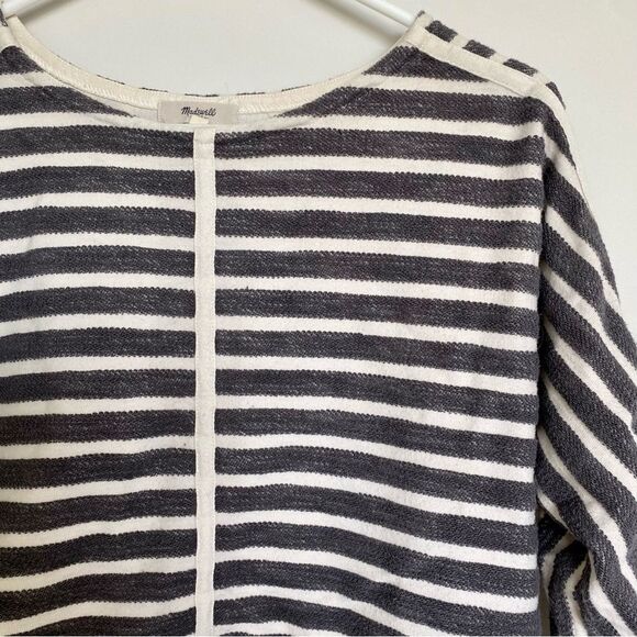 Madewell Terry Striped Back-Zip Pullover Slouchy 100% Cotton Size XS - Picture 4 of 11